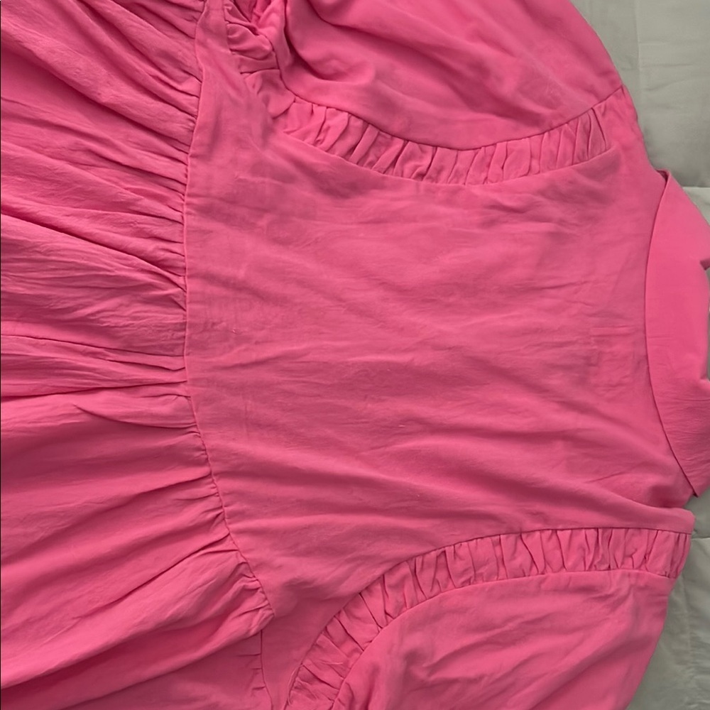 Umgee Pink Peplum Blouse with Ruffled Waist - Picture 4 of 4